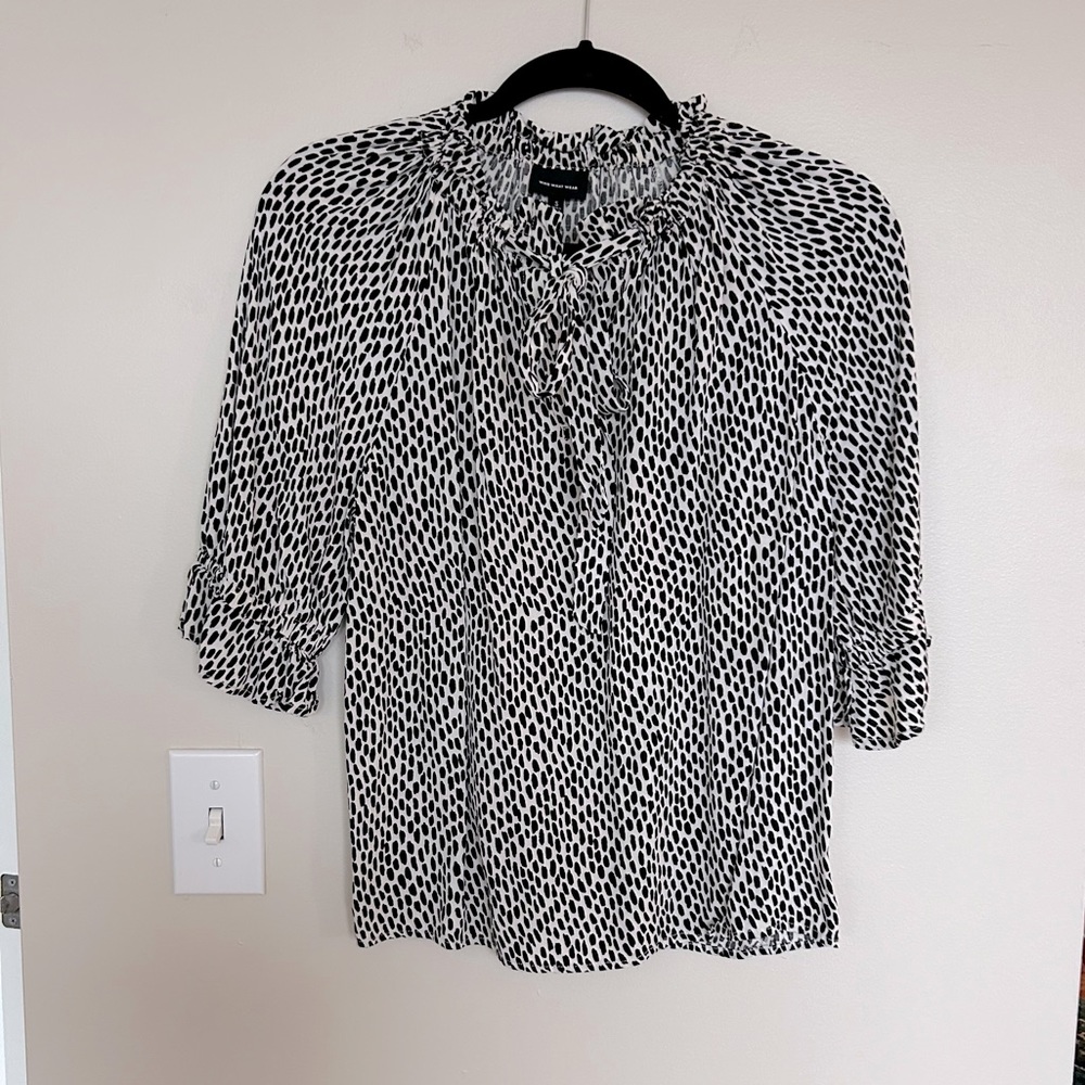 Who What Wear Black & White Speckled Blouse